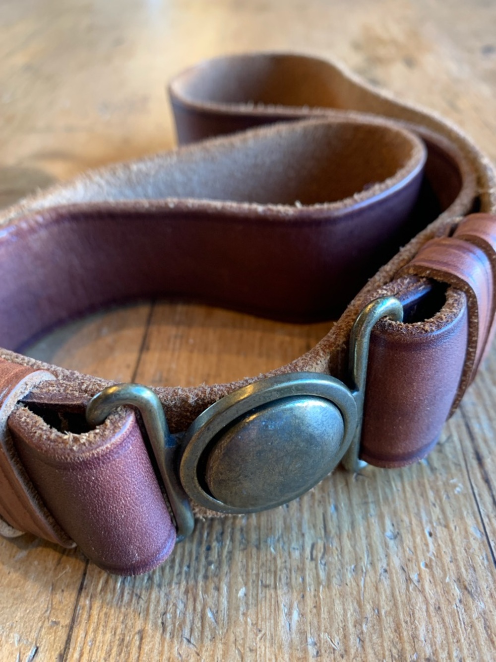 Topshop Brown Leather Belt with Brass Hardware - Picture 13 of 16